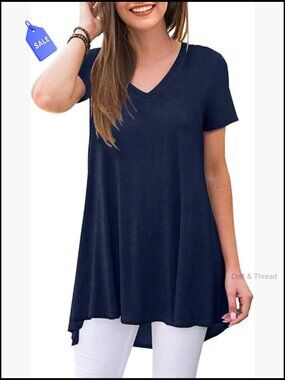 Loose Fit Tunic Top High Low Hem Rayon Spandex M-5XL Leggings Shirt